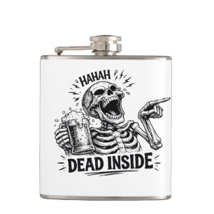 Haha Dead Inside Skeleton Hip Flask