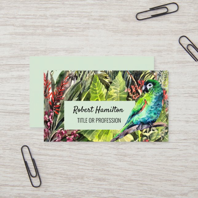 Hahn´s Macaw parrot watercolor painting Business Card (Front/Back In Situ)