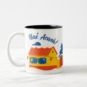 Hai Acasă Holiday Village Romanian House  Two-Tone Coffee Mug