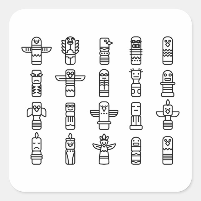 Haida Animals Native Indians Haida Indigenous Square Sticker (Front)