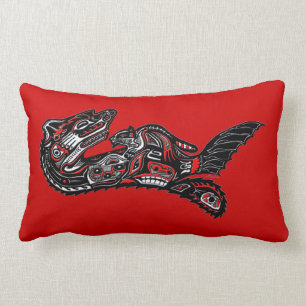 Haida Art-style Sea Otter Wildlife Throw Pillow