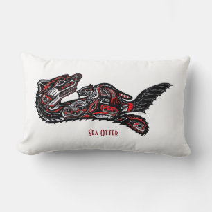 Haida Art-style Sea Otter Wildlife Throw Pillow