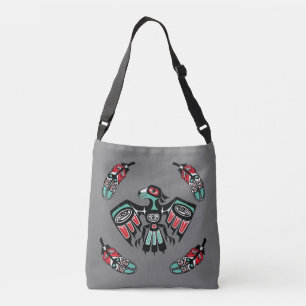 Haida Eagle and Orca Custom Text Reversible   Crossbody Bag