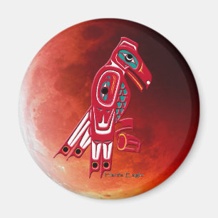 HAIDA EAGLE & RED MOON Magnet d'art amérindien