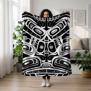 Haida Eagle Thunderbird Northwest Columbia Fleece Blanket