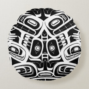 Haida Eagle Thunderbird Northwest Columbia Round Pillow