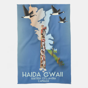 haida gwaii British Columbia Canadian map Kitchen Towel