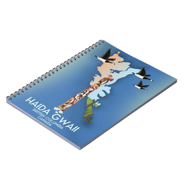 haida gwaii British Columbia Canadian map Notebook (Left Side)