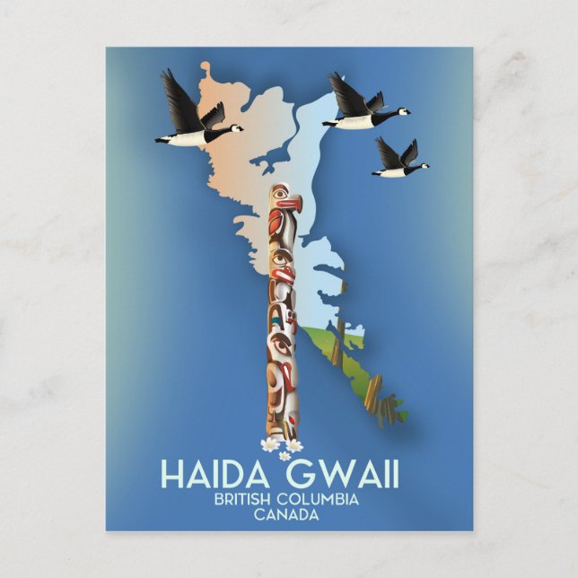 haida gwaii Colombie-Britannique Carte canadienne (Devant)