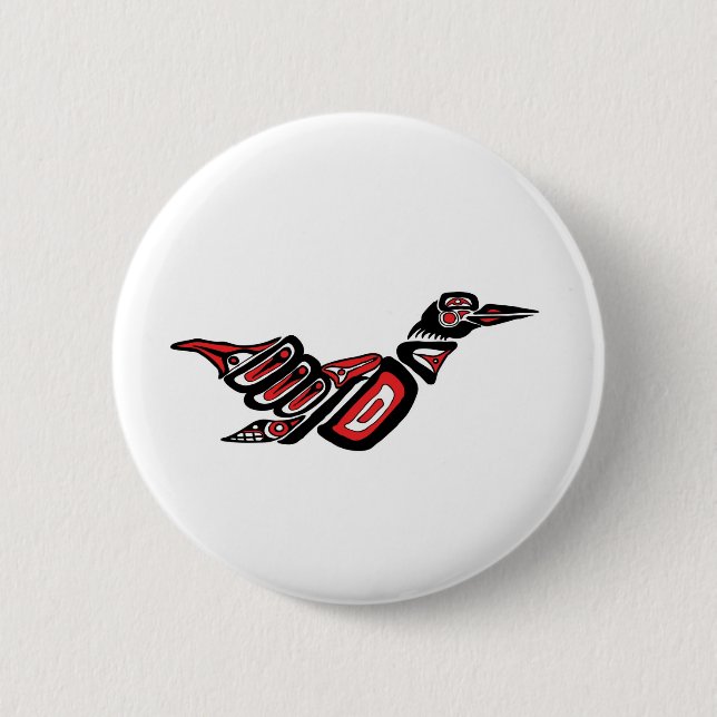 Haida Loon 2 Inch Round Button (Front)