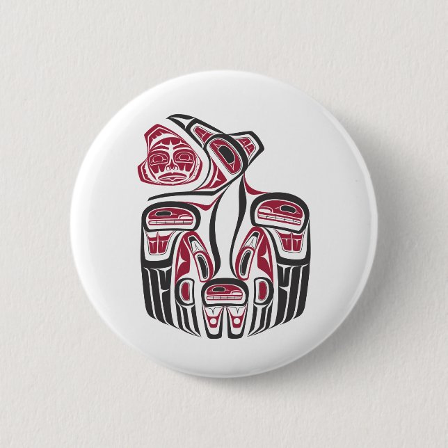 Haida Raven Design 2 Inch Round Button (Front)