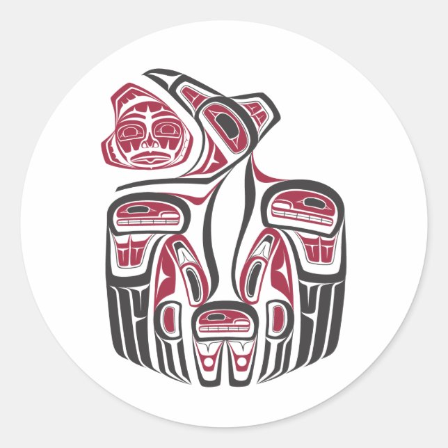 Haida Raven Design Classic Round Sticker (Front)
