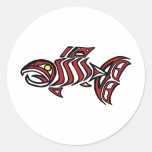 Haida salmon classic round sticker