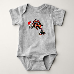 Haida Salmon Spirit Ornament Small Christmas Tree Baby Bodysuit