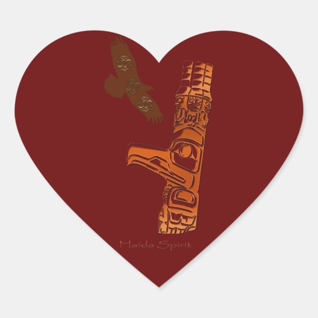 HAIDA SPIRIT Eagle & Totem Pole Art Stickers (Front)