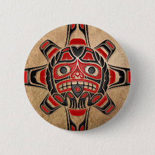 Haida Sun Mask 2 Inch Round Button