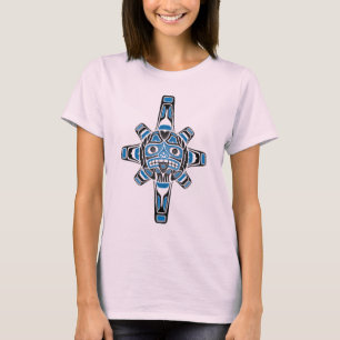 Haida Sun Mask, blue T-Shirt