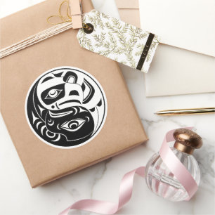 Haida Thunderbird Black And White Eagle Circle Classic Round Sticker