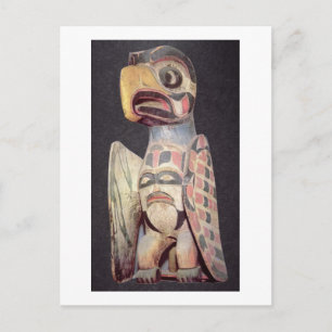 Haida 'Thunderbird' statue (painted wood) Postcard