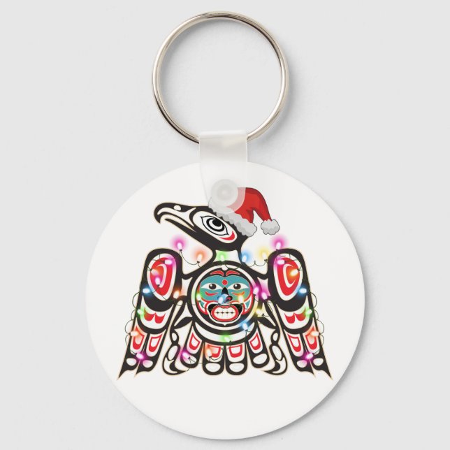 Haida Thunderbird Symbolism Ornament Target Christ Keychain (Front)