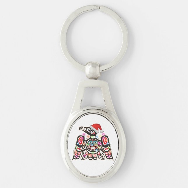 Haida Thunderbird Symbolism Ornament Target Christ Keychain (Front)