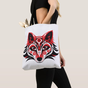 Haida Tlingit Native Totem Wolf head Tote Bag