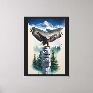 Haida Totem and Bald Eagle Canvas Print
