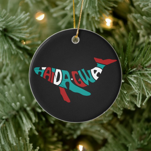 Haida Whale Native Pride Haida mens Gift Ideas Ceramic Ornament (Tree)