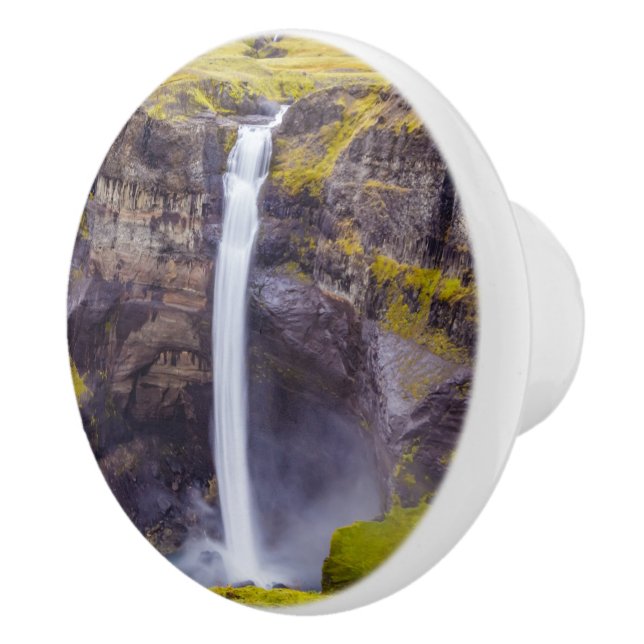 Haifoss waterfall, Iceland Ceramic Knob (Right)