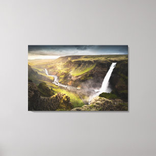 Haifoss Waterfall   Summer in Iceland Canvas Print