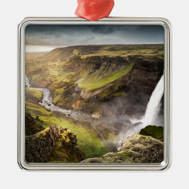 Haifoss Waterfall | Summer in Iceland Metal Ornament (Front)