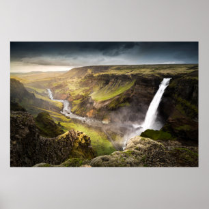 Haifoss Waterfall   Summer in Iceland Poster