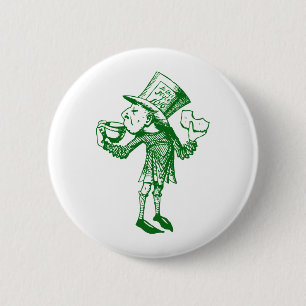 Haigha (Mad Hatter) Inked Green 2 Inch Round Button