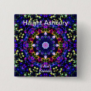 Haight Ashbury Psychedelic  Hippie Fashion Art 2 Inch Square Button