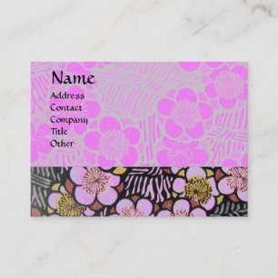 HAIKU / BLACK WHITE GREY PINK SPRING FLOWERS BUSINESS CARD