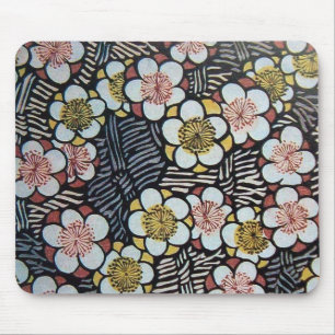 HAIKU/ BLACK WHITE PINK SPRING FLOWERS MOUSE PAD