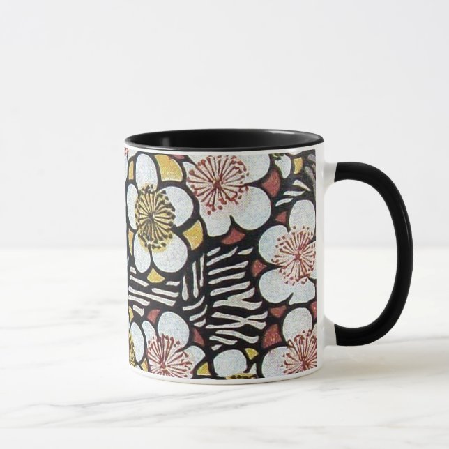 HAIKU/ BLACK WHITE PINK SPRING FLOWERS MUG (Right)