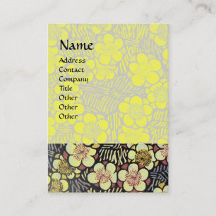 HAIKU / BLACK WHITE YELLOW SPRING FLOWERS BUSINESS CARD
