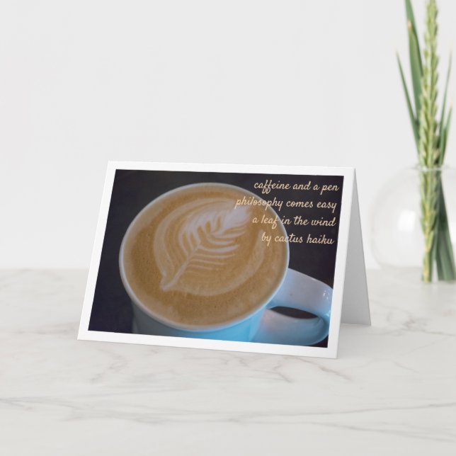 Haiku Latte Leaf Coffee Lover Personalizable Blank Card (Front)