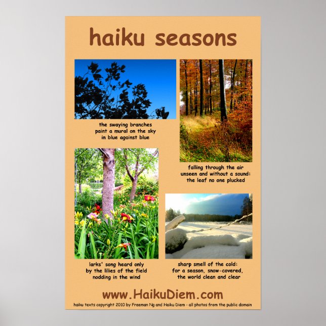 Haiku Seasons poster (peach background) (Front)