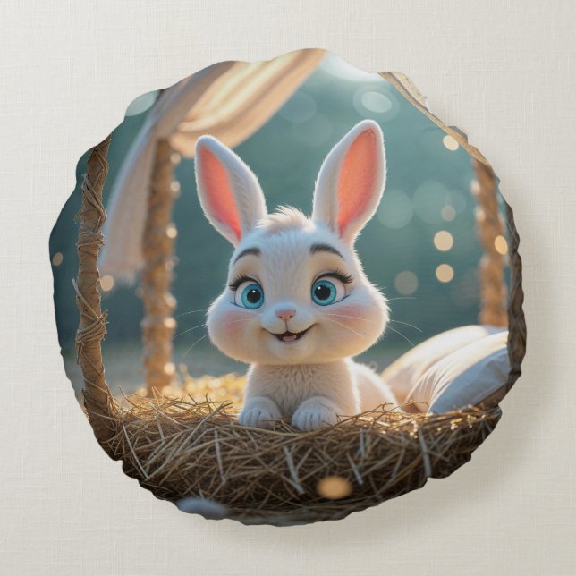 Haiku the Bunny Round Pillow (Back)