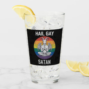 Hail Gay Satan Funny Goth Gothic Goat LGBTQ Glass