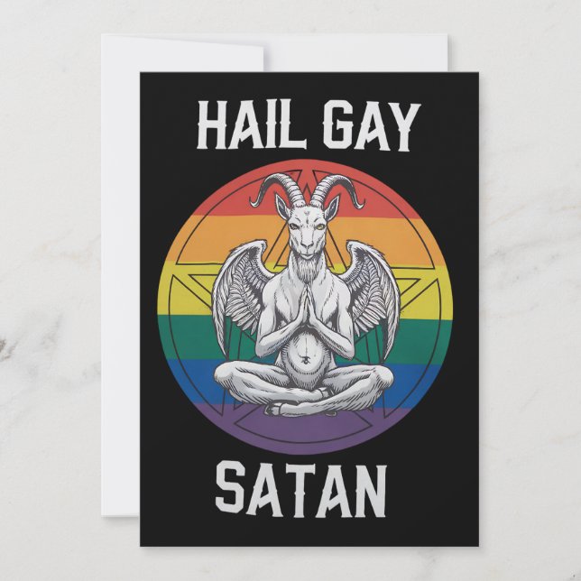 Hail Gay Satan Funny Goth Gothic Goat LGBTQ Invitation (Front)