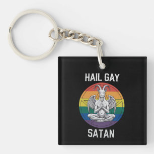 Hail Gay Satan Funny Goth Gothic Goat LGBTQ Keychain