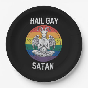 Hail Gay Satan Funny Goth Gothic Goat LGBTQ Paper Plate