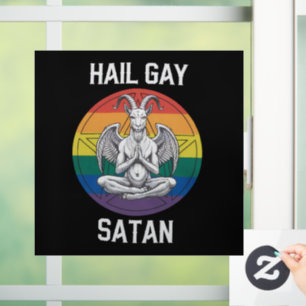 Hail Gay Satan Funny Goth Gothic Goat LGBTQ Window Cling