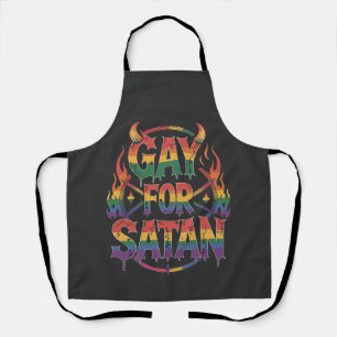 Hail Gay Satan Rainbow Baphomet Devil Goat LGBTQ  Apron