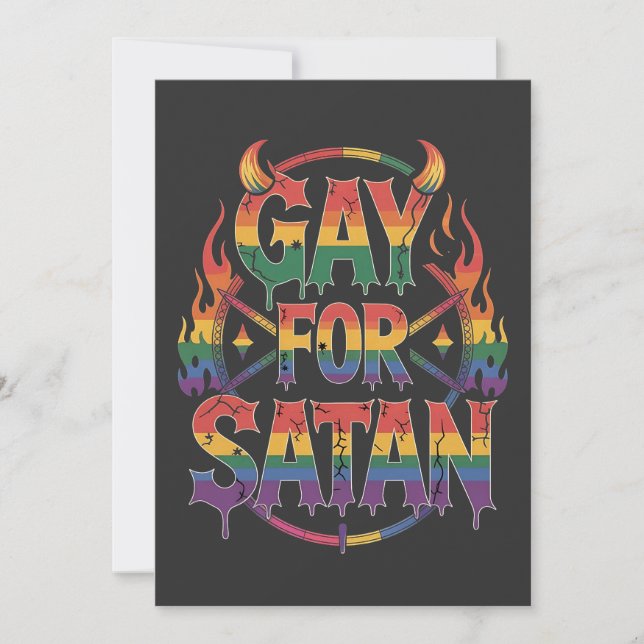 Hail Gay Satan Rainbow Baphomet Devil Goat LGBTQ  Holiday Card (Front)