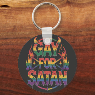 Hail Gay Satan Rainbow Baphomet Devil Goat LGBTQ Keychain
