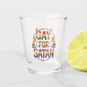 Hail Gay Satan Rainbow Baphomet Devil Goat LGBTQ  Shot Glass